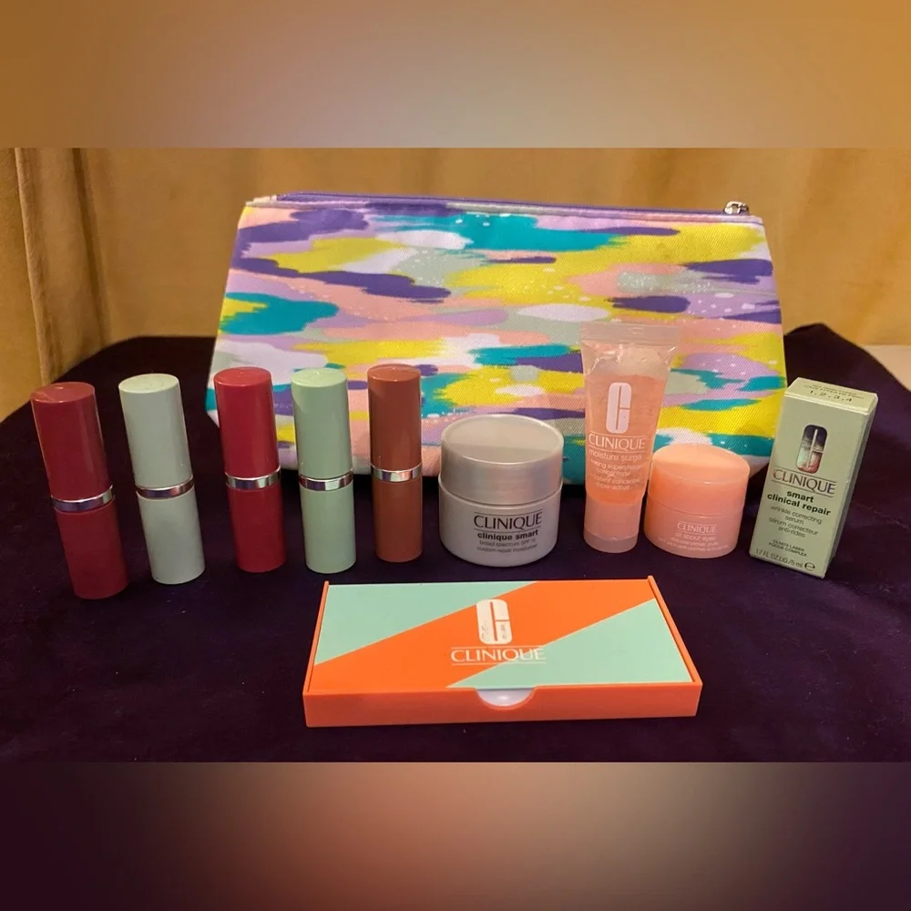 NEW Clinique Lipstick & Skincare Collection & Colorful Bag Details N description - Picture 7 of 9